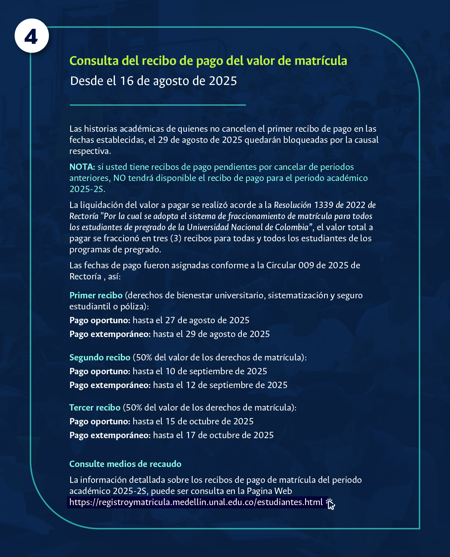 Consulta de la historia académica: detalles y enlaces