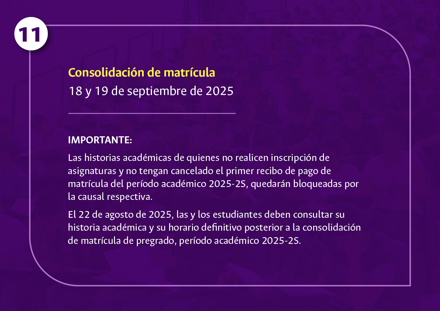 Consolidación de matrícula: detalles y enlaces
