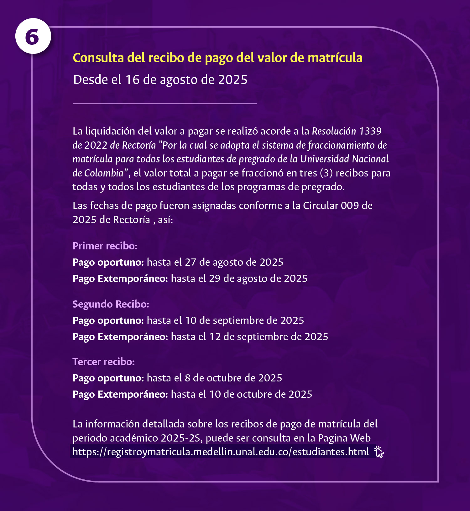 Consulta de la historia académica: detalles y enlaces